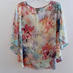 Chico’s Sheer Bold Print Blouse S/M
